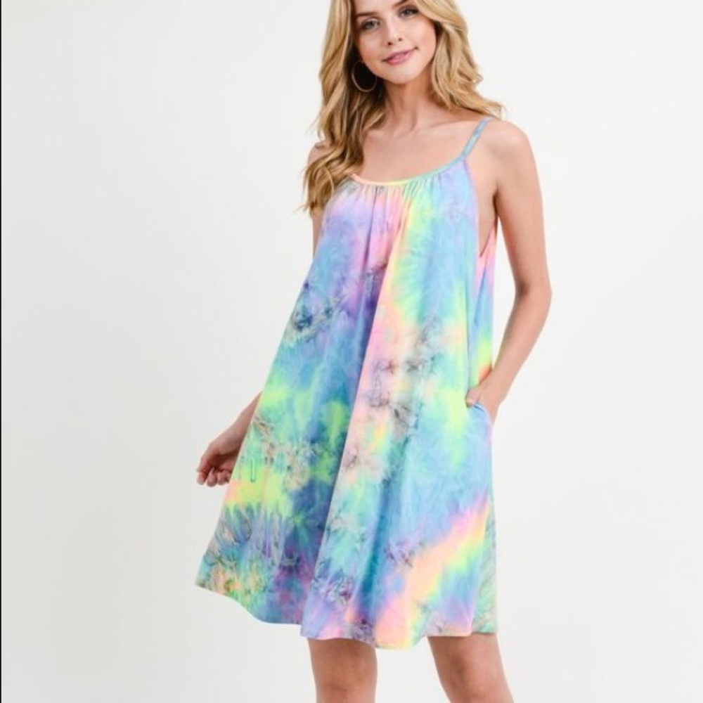 Neon Tie Dye Shift Dress